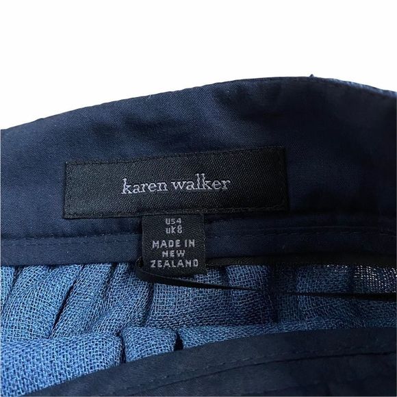 Karen Walker Textured Sz 4 Blue Skirt w Pockets Mini Micro Academia Collegiate - Picture 6 of 6